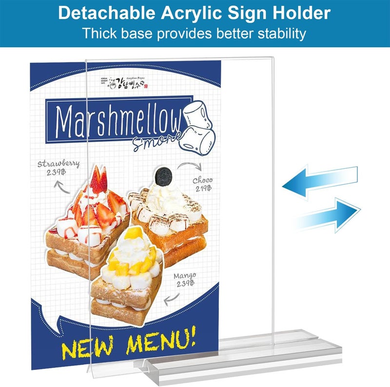 dulvus Acrylic Sign Holder 4x6 Inches 24 Pack, Double Sided Clear Display Stand Table Top Sign Paper Holder, Vertical Menu Flyer Holder, Plastic Sign Frame for Stores, Restaurants, Hotels, Office - Image 4